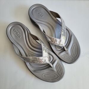 CROCS Women's Metallic Silver Sandals